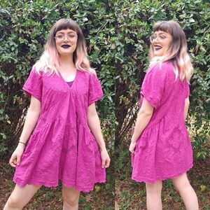 Free People Serenity Embroidered Mini Dress In Dragon Fruit